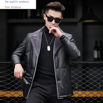 

2020 Genuine Leather Jacket Men Autumn Winter 100% Sheepskin Coat for Men Warm Down Jackets 81X17312 YY261