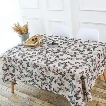 

Rectangle Cotton Table Cloth Pastoral Style Flower Butterfly Printed Tablecloth Home Decoration Elegant Table Cover Nappe Mantel