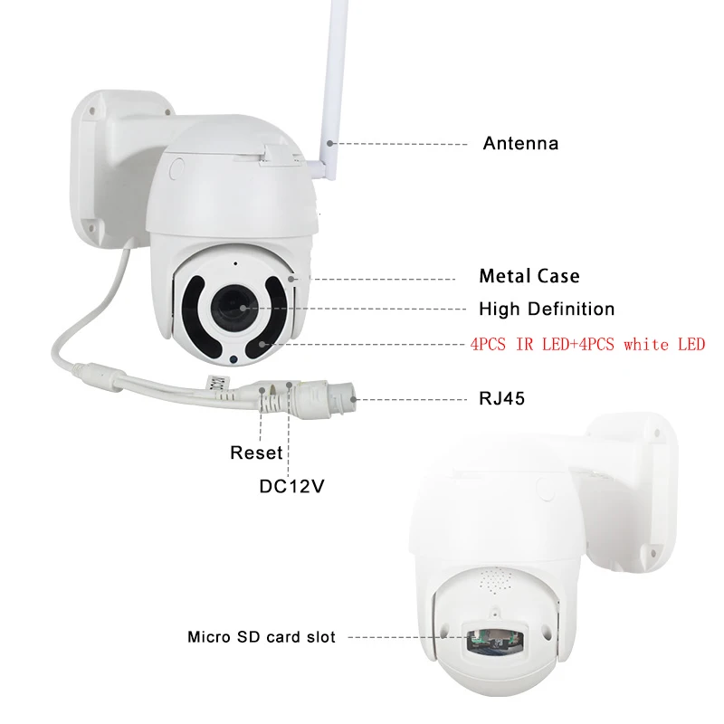 Мини WiFi камера наружная PTZ IP камера 1080P скорость купольная 2MP CCTV домашняя Камера Безопасности ИК 30 м двухсторонняя аудио P2P WiFi камера