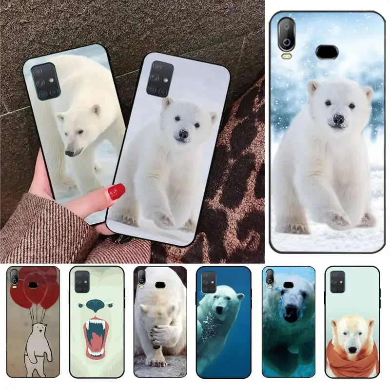 Милый черный ТПУ чехол polar bear корпус для телефона Samsung A10 A20 A30 A40 A50 A70 A80 A71 A91 A51 A6 A8 2018