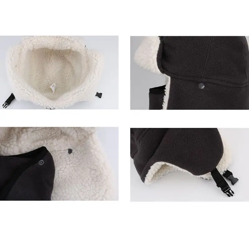 Multifunction Double Thick Solid Color Trapper Hat Winter Cap Ski Warm Fur Earmuffs Plus Velvet Windproof