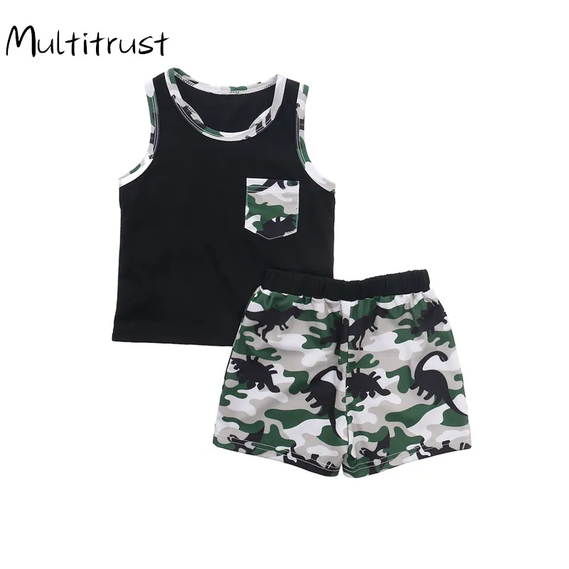

2020 Summer Boys Clothes Set Toddler Boy Vest Sport Set Kids Outfits Clothing Camouflage Shorts Two-piece Pajamas Suit