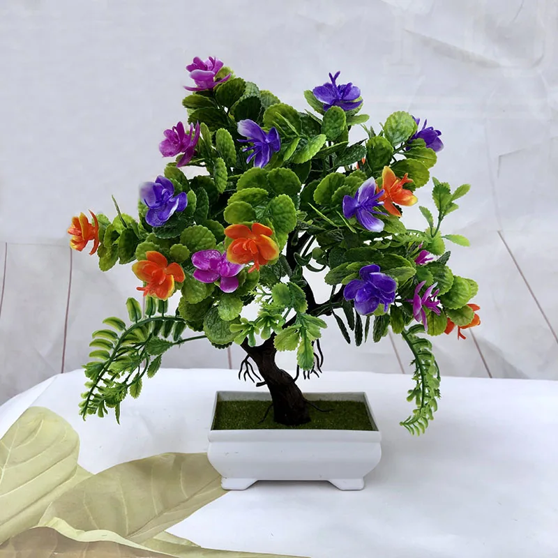 Искусственные зеленые растения бонсай имитация пластиковый маленький горшок для дерева украшения в горшках для домашнего стола украшения сада 52841 - Цвет: 2JH-52841-70