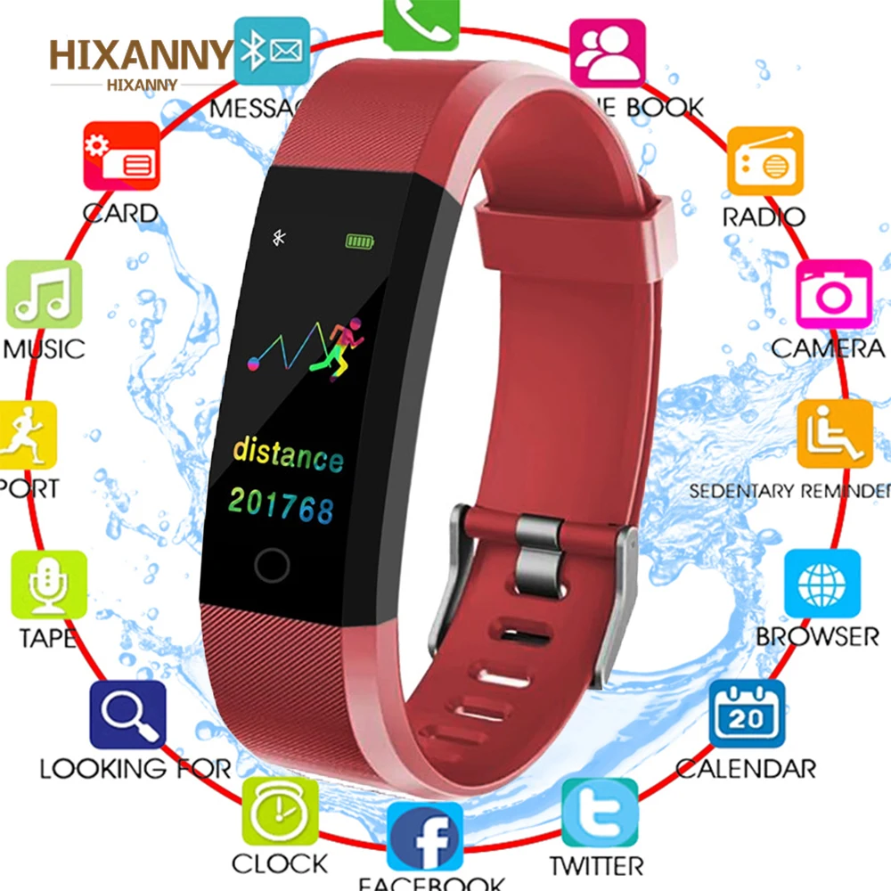 

Bluetooth ID115 Plus Smart Bracelet Color Display Waterproof Band Sport Fitness Tracker Heart Rate Monitor Wristband