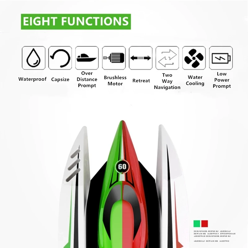 High Speed Brushless Racing RC Boat 50KM/H 2-Way Navigation Waterproof Capsize Reset Over Distance Prompt Electric RC Toys Modle 4