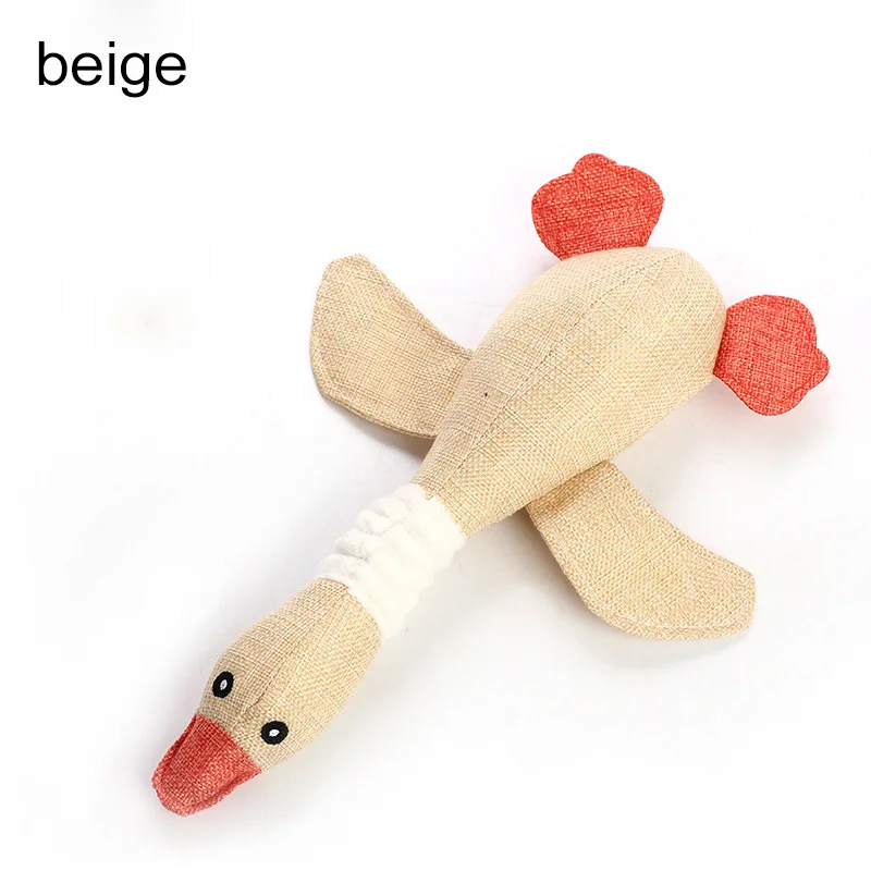 beige Устойчивые к укусам игрушки для домашних животных жевательные дикие гусиные милые Мультяшные игрушки для моделирования пищащие игрушки льняная ткань игрушки для собак товары для домашних животных - Цвет: beige