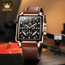 OLEVS reloj deportivo con espejo de cristal para hombre, cronógrafo de pulsera, resistente al agua, cuadrado, multifuncional, luminoso