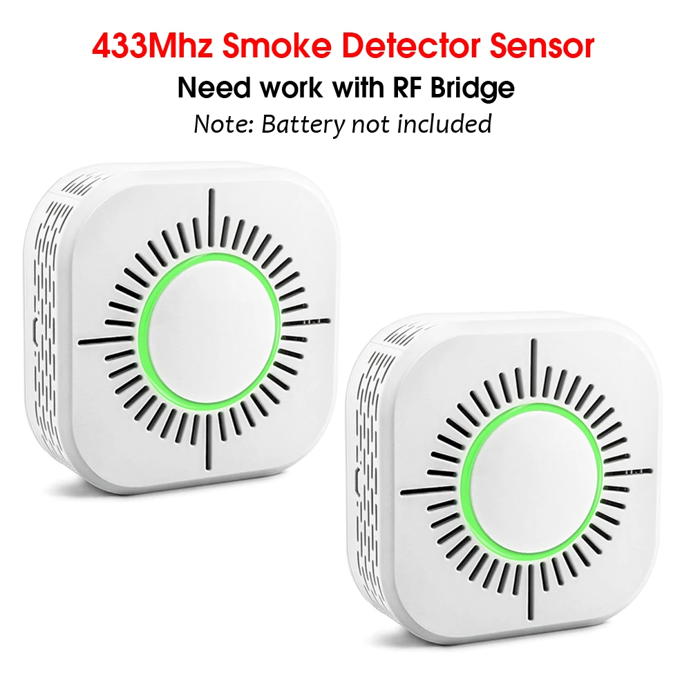 Sensor Detector de humo eWeLink, inalámbrico, 433MHz, protección contra incendios, alarma, funciona con Sonoff RF Bridge Smart Home, 2 uds.