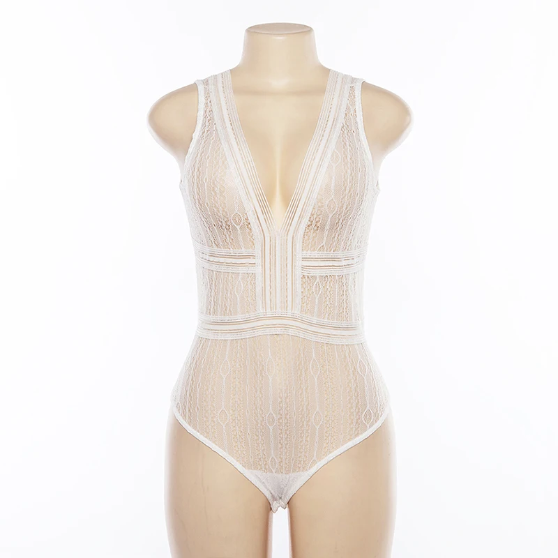 Bodysuits Summer Sexy Bandage Bodycon Rompers Deep V Backless Jumpsuits Black White Sleeveless Playsuits 2019 New Arrivals (8)