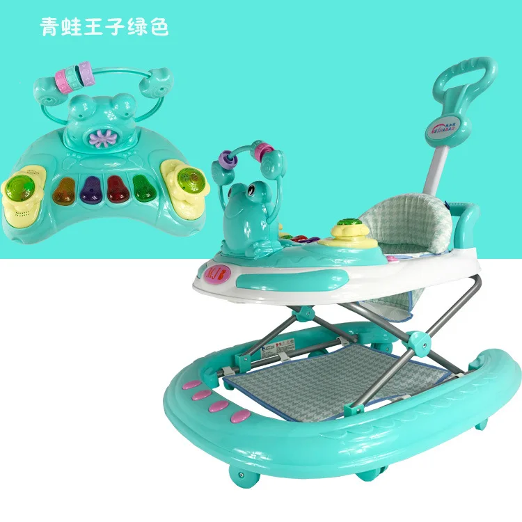 Infant Child Baby Walker Trolley 6/7-18 Months Anti-Falling Multi-functional Folding Scooter with Music Toy Car