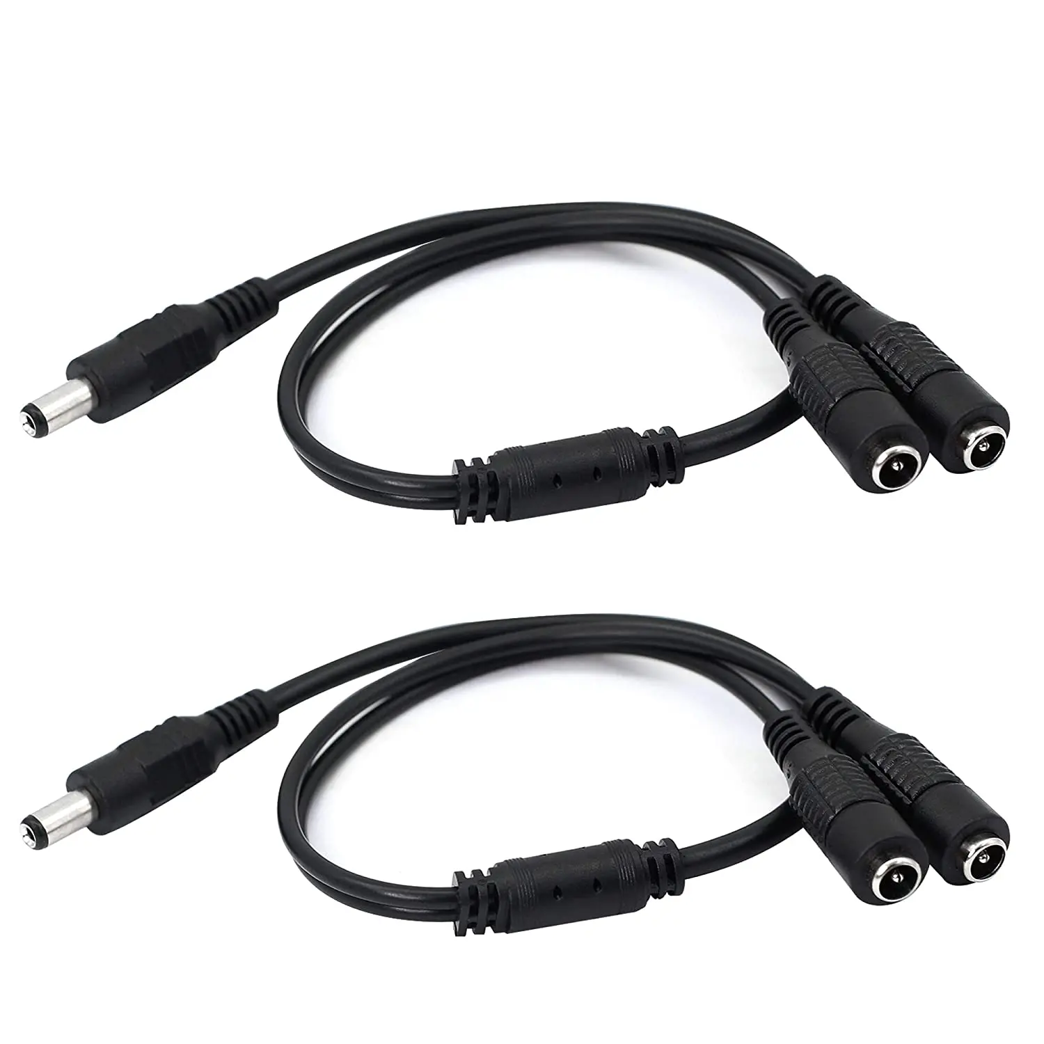 2pack DC Y Splitter Cable 1 Male to 2 Female 5.5mm x 2.1mm DC Power Extension Adapter Cable For CCTV Surveillance Cameras