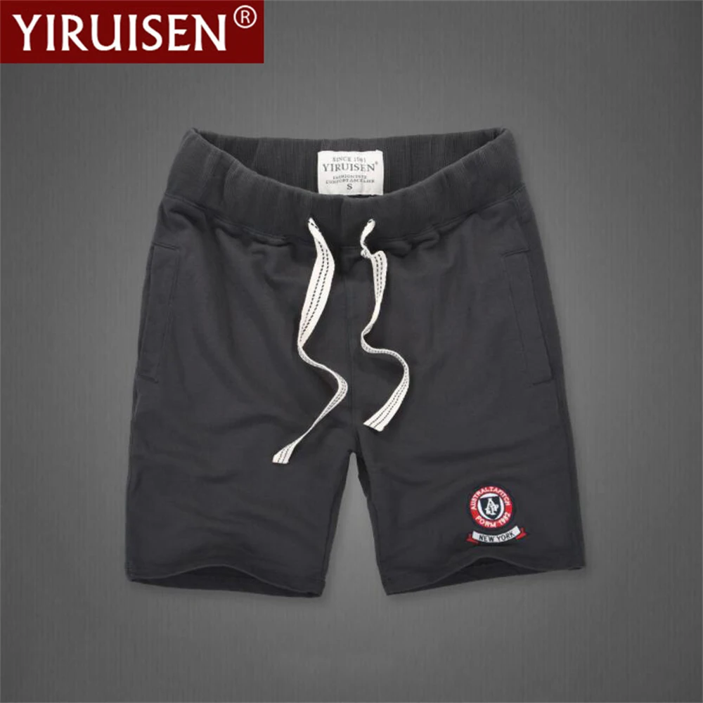 YiRuiSen 100% Cotton Men's Shorts Summer Vintage Male Shorts Embroidery Script Logo Tracksuit Pants Board Sweatpants Breechcloth