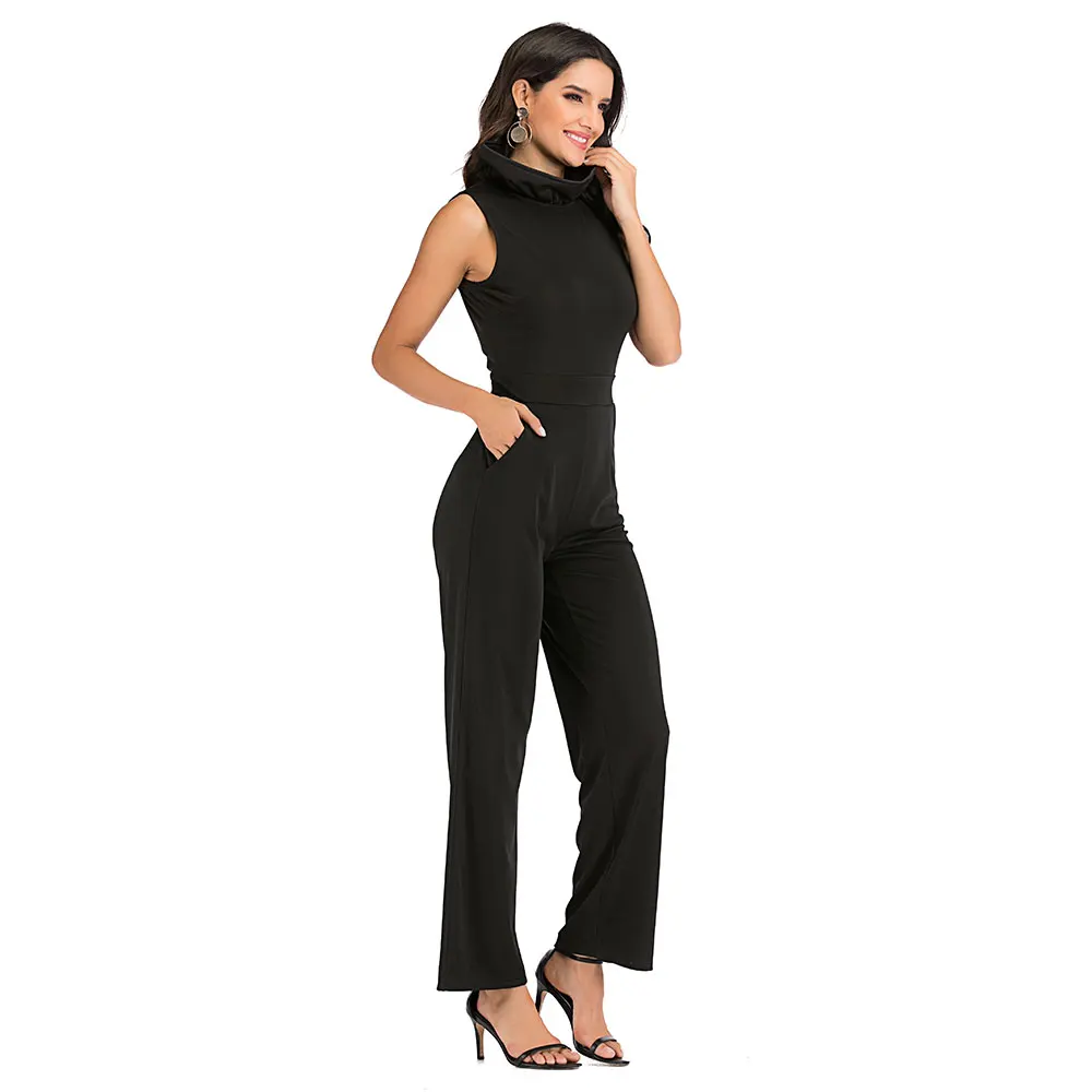 Горячая Новинка женский комбинезон труба воротник без рукавов Slim fit Летние повседневные штаны от комбинезона A2830