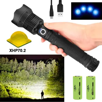 

250000 glare xhp70.2 most powerful led flashlight 18650 or 26650 usb torch xhp70 xhp50 lantern 18650 hunting lamp hand light