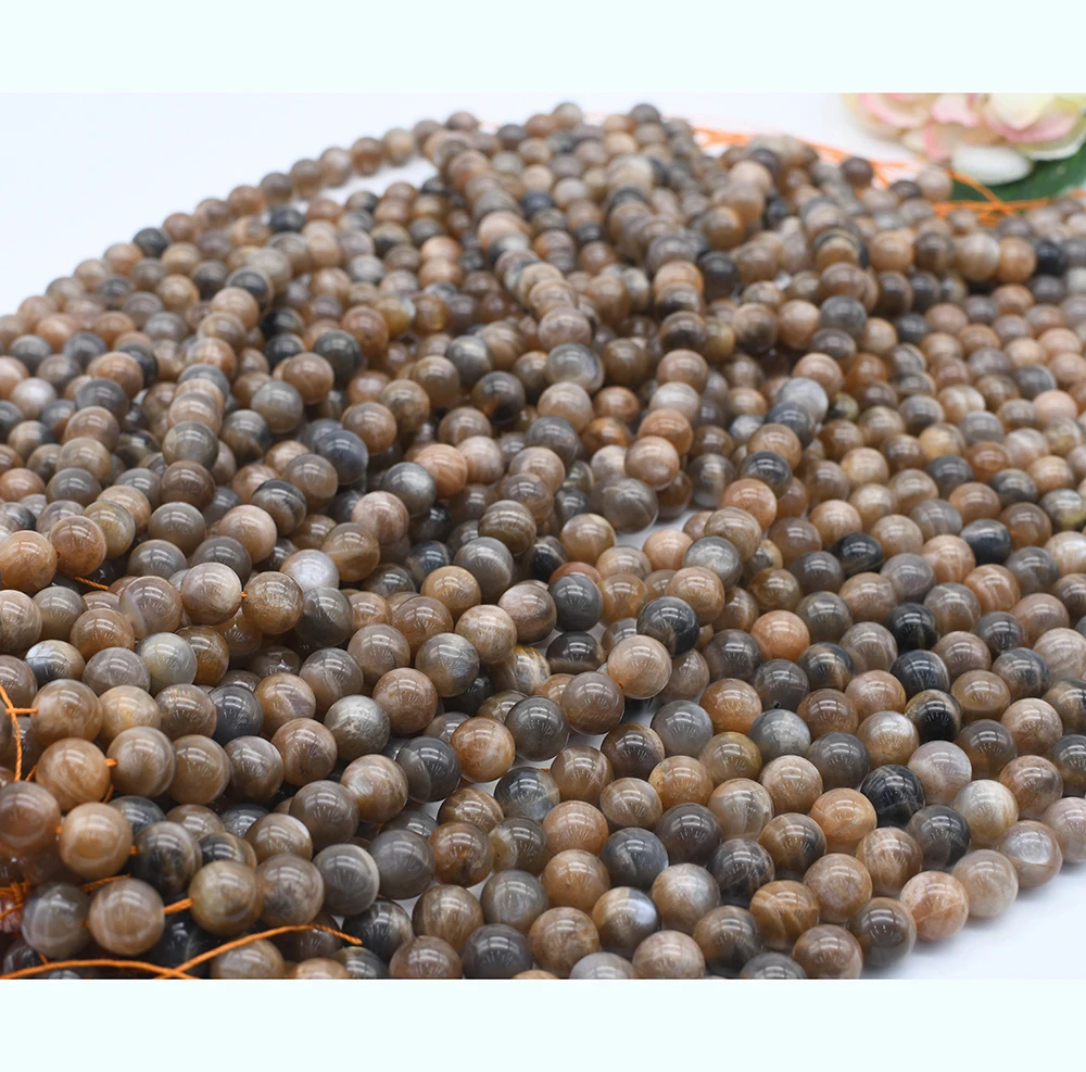 Natural Genuine Stone Beads Mix Moonstone Sunstone Round Loose Beads For DIY Jewelry Making Bracelet Accessories 15'' 4/6/8/10mm
