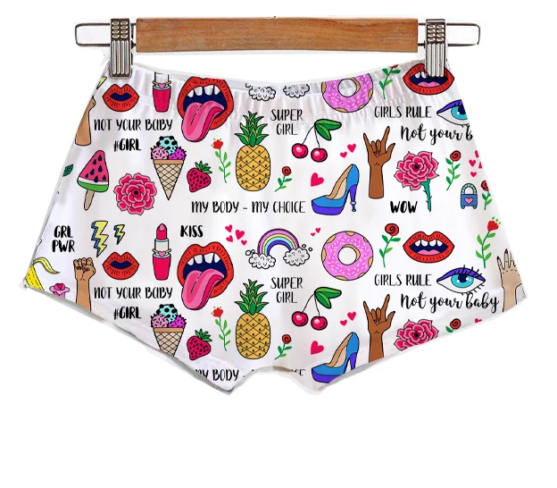 

Summer Sexy Custom Made Girl Power No Men Allowed Sublimation Printing Plus Size Women's Clothing Pants Booty Shorts