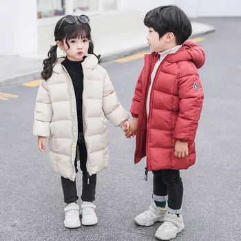 

Winter Children's Thickened Padded Coat New Girl's Long Cotton Jacket Children's Cotton-padded Jacket Outwear