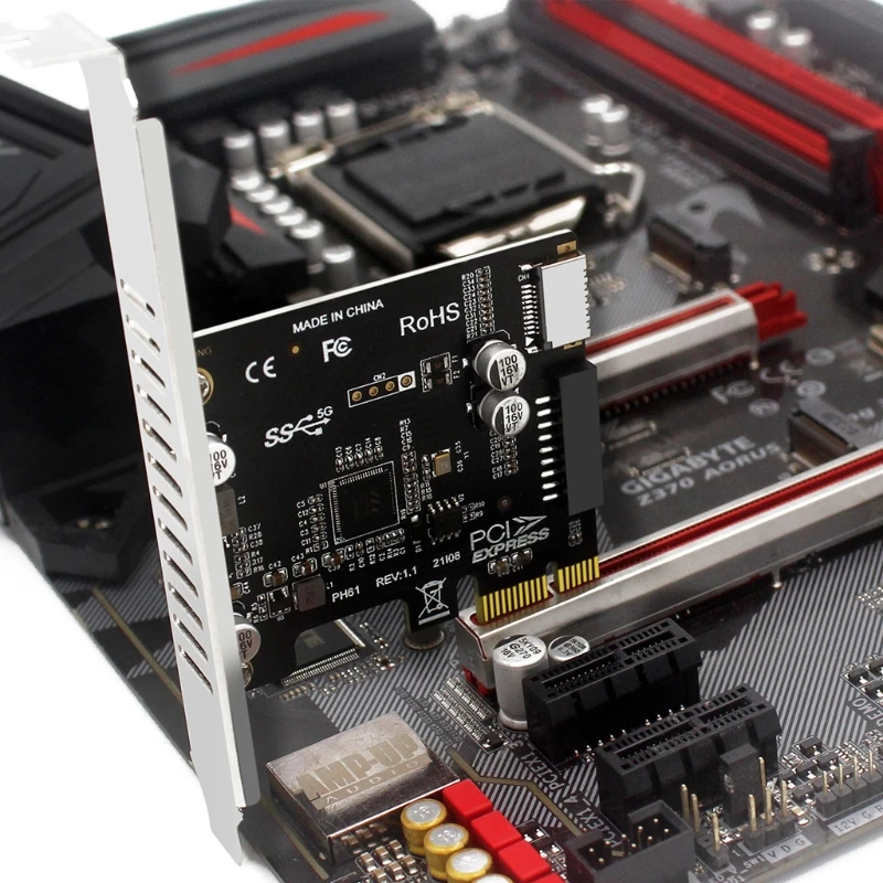 〇Ba右1108 USB拡張カード VER 006S PCE5U2C-R01 5 * USB Expansion Card 3 USB 3.0 Type-A + 2 Type-C to PCI-