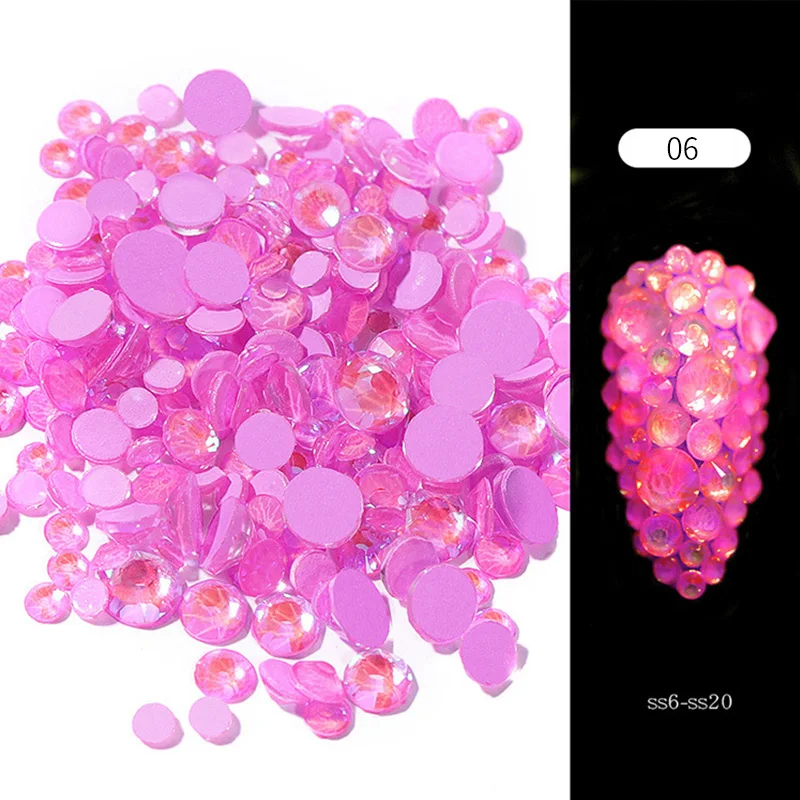 1 сумка светящиеся Сверкающие Стразы Красочные микс Размер 3D украшения ногтей Flatback камни для ногтей бусины украшения для ногтей - Цвет: color6