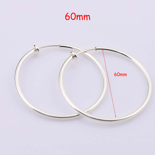 Diameter 2/4/6cm Ear Clips Rings Punk Women Non-Pierced Hoop Earrings Houndstooth Goth Fake Clip-On Circle Earrings Jewelry