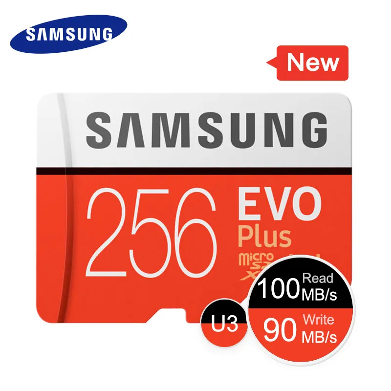 Samsung карты памяти evo плюс 128 ГБ 64 ГБ 32 ГБ 16 ГБ sdhc sdxc micro sd класса evo+ evo class 10 с10 максимальная скорость 80 м/с карта памяти микро сд для телефона карта памяти micro sd карта памяти для телефона - Емкость: 256GB