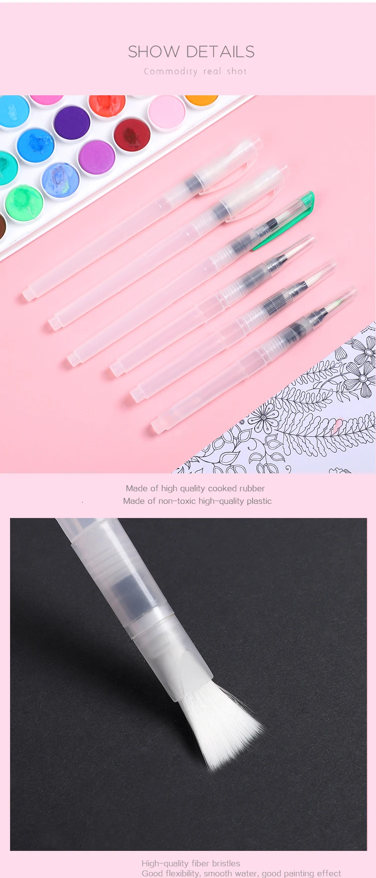 JIANWU 3pcs or 6pcs/set Simple painting scriptliner water pen Painting in water colours brush pen set art supplies Drawing tool