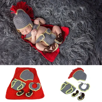 

Army general crochet newborn photography props knitted baby hat and diaper set costume for photo shoot Infant Shower gift