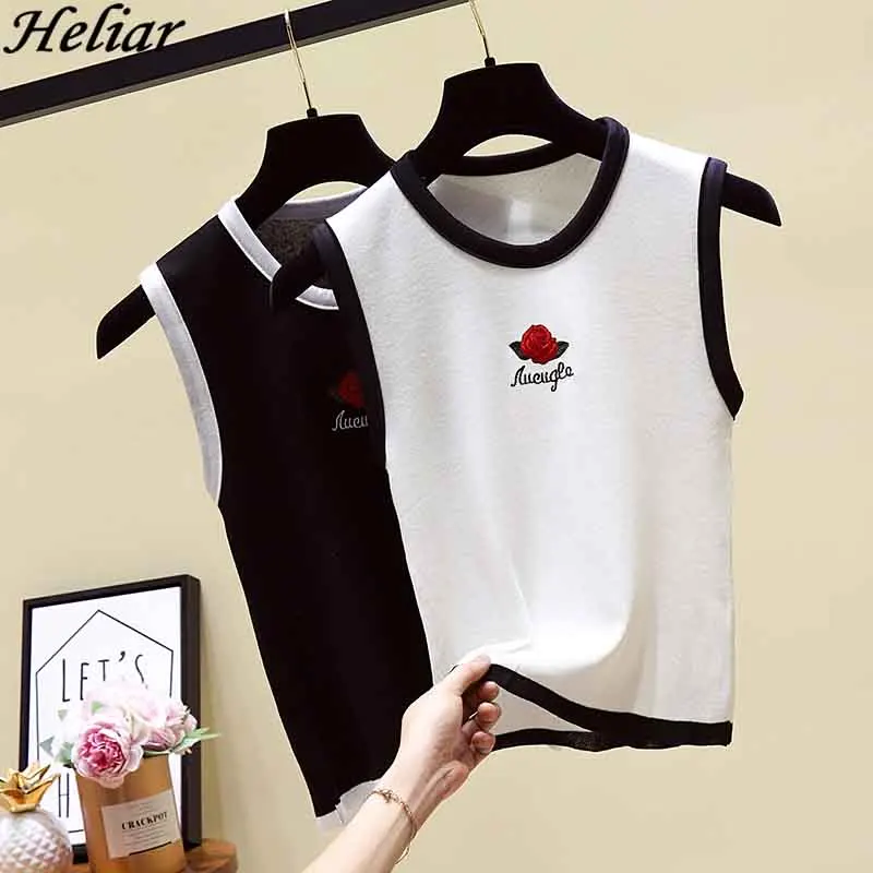 HELIAR Для женщин с v-образным вырезом и вышитым майки Платья casual Tanks Лето