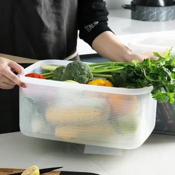

Plastic Medium Japanese Style Refrigerator Large-Volume Freshness Box Kitchen Storage Box Rice Bucket Fruit Dry Food Sealed Box