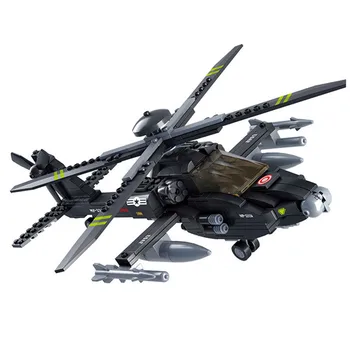 

military Apache helicopters compatible with building blocks biplanes assembled and inserted educational toys 6 old christmas