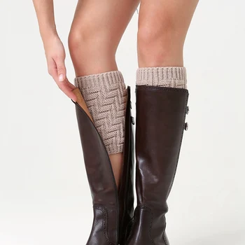 

Simple Solid Color Leg Warmers Winter New Women Geometric Thermal Acrylic Boot Cuffs Socks Cover Fashion Warm Shoe Accessories