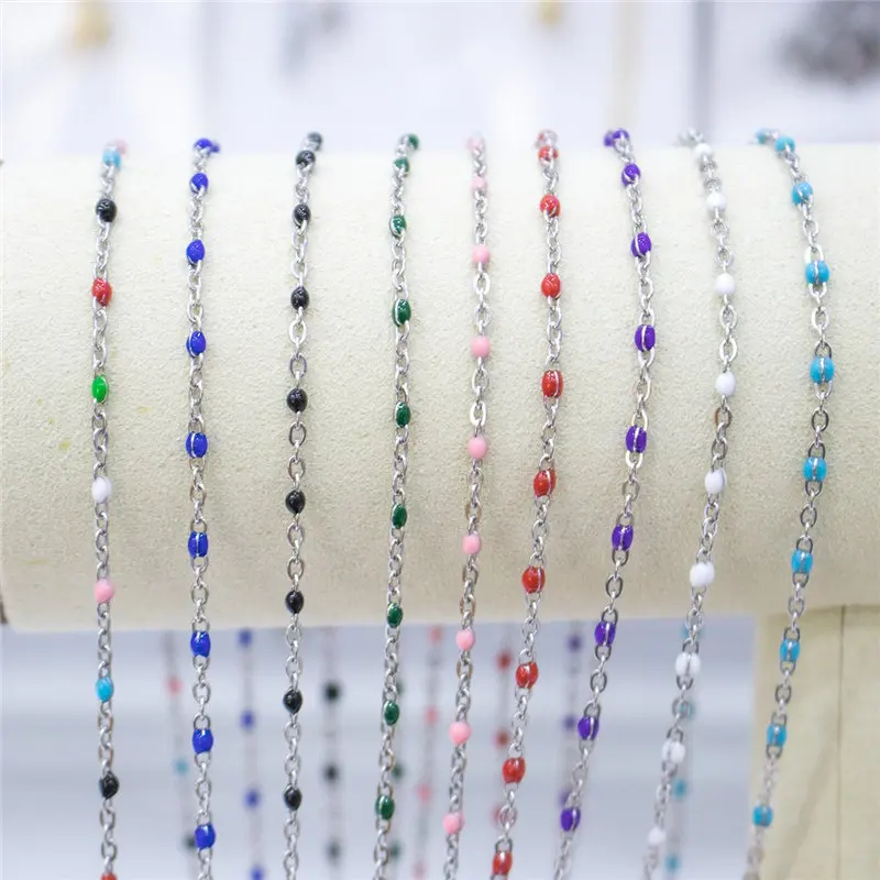 

1 Meter New Stainless Steel Link Cable Chain For Trendy DIY Jewelry Making Gold Enamel Chains Findings Wholesale Drop Shipping