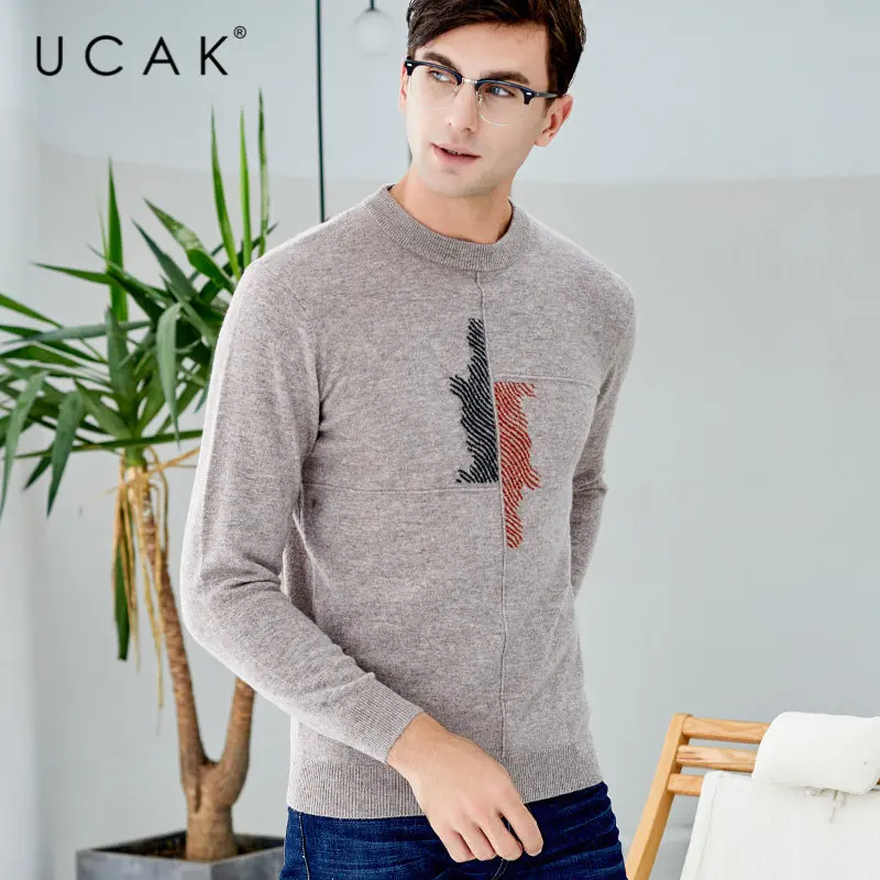 UCAK Brand Pure Merino Wool Sweater Men Streetwear Fashion O-Neck Pull Homme Autumn Winter Soft Warm Cashmere Pullover Men U3038 UCAK Brand Pure Merino Wool Sweater Men Streetwear Fashion O-Neck Pull Homme Autumn Winter Soft Warm Cashmere Pullover Men U3038