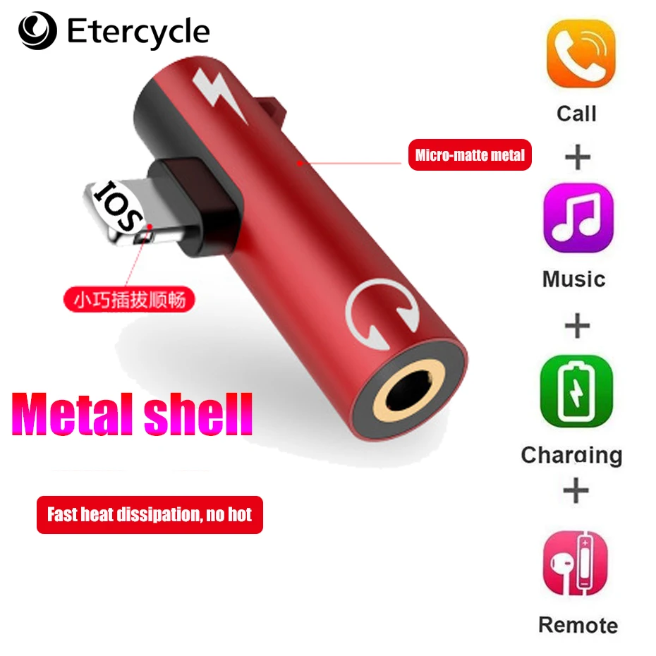 

For Apple iPhone X 7 8 Plus XS Max XR Audio Charging Dual Adapter Splitter Jack Headphone Earphone AUX Connector Converter Type