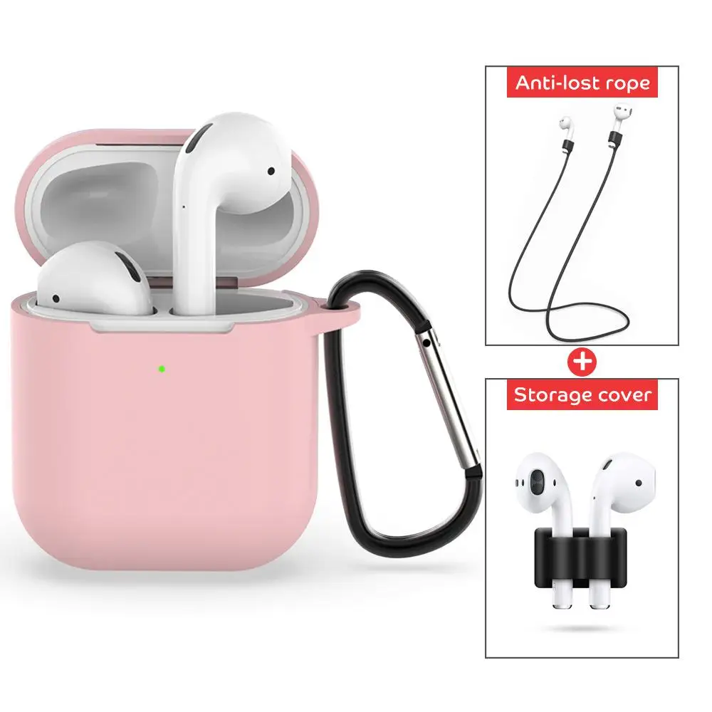 4 шт./компл. мини Мягкий силиконовый чехол для Apple AirPods 2 Беспроводной Зарядное устройство защитный силиконовый чехол ультра тонкий роскошный кожаный набор аксессуаров - Цвет: Pink