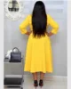 Women Elegant Dress with Waist Belt Notched Long Sleeves Pleated Modest Office Ladies Work Wear Fashion African Female Vestidos ► Photo 3/6