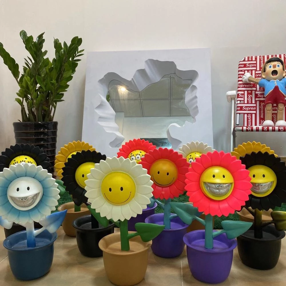 人気のロゴロン英語ひまわり鉢植え装飾ひまわりとシルバー歯ジョイントでホーム Figurines Miniatures Aliexpress