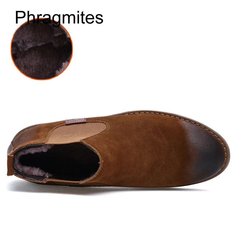 Phragmites/Новинка; сезон осень; botas mujer invierno; коллекция года; кожаные ботинки «Челси» без застежки; шерстяные зимние ботинки; уличная мужская обувь