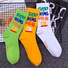 Носки до середины голени для взрослых; Everything Will Be OK Okay; красивые яркие Носки с рисунком