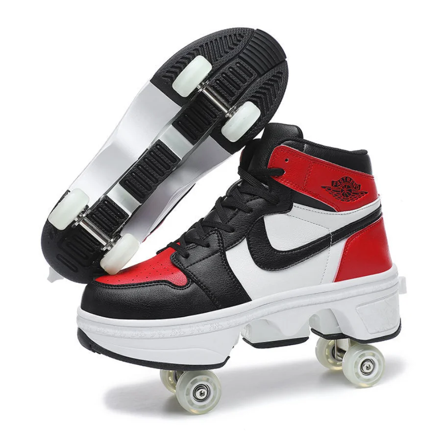Deformation Skate Shoes Roller Skates 4 Wheels Parkour Sports Roller Shoes Children Girls Boys