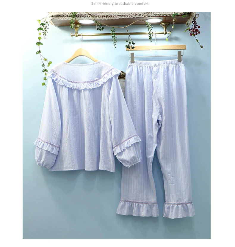 

Spring ladies long sleeves palace round collar cotton lovely comfortable home clothes