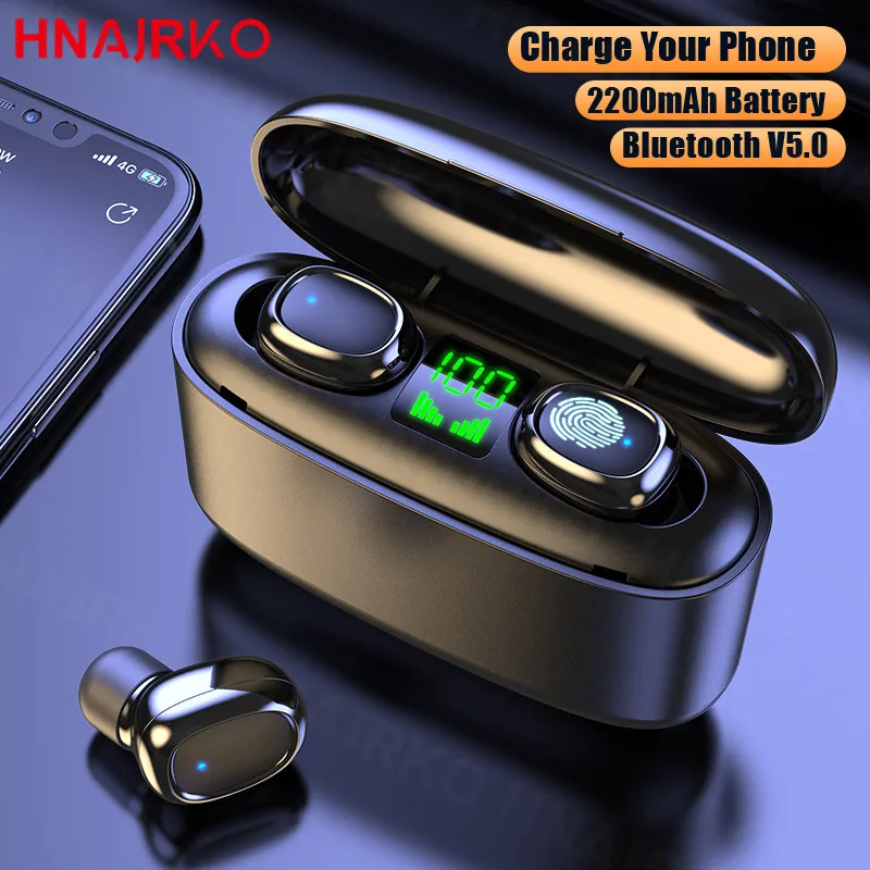 Беспроводные наушники с зарядным чехлом 2200 мАч TWS Bluetooth-совместимые 5 0 спортивные