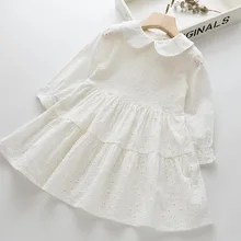 Г. Весенние модные белые открытые платья принцессы с вышивкой для девочек детское платье с длинными рукавами 5 шт./партия