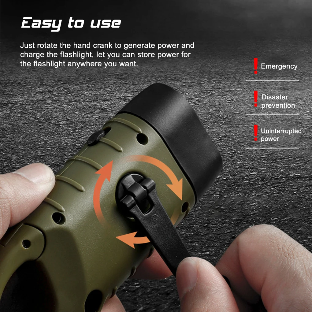 Portable Solar Powered Flashlight Outdoor Hiking Camping Light Hand Cranked Trekking Emergency LED Torch Rechargeable Lamp | Спорт и
