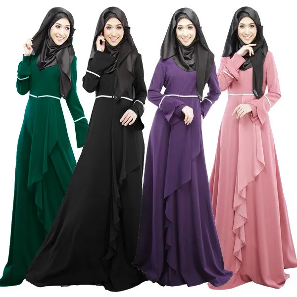 KANCOOLD элегантный женский стиль мусульманское платье Хуэй Национальный пакистанский Национальный стиль сплошной цвет Лепесток рукава