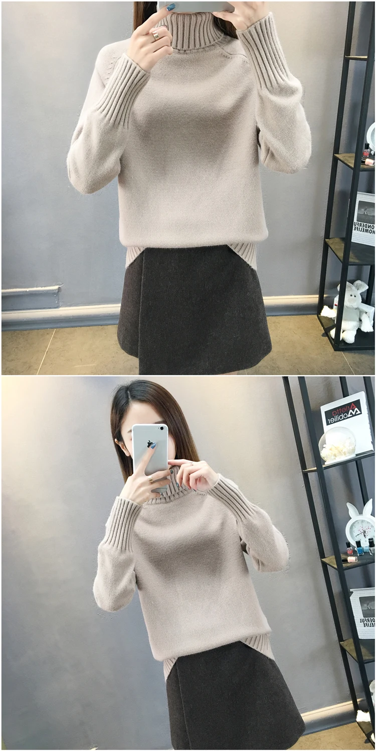 Fdfklak Casual new pull femme pullover sweater women thick warm knit top woman winter clothes turtleneck women's sweaters