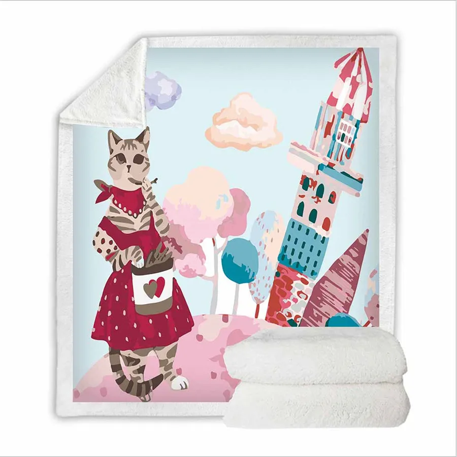 HELENGILI милое одеяло на искусственном меху с милым мультяшным котом, покрывало с цветочным рисунком, бархатное плюшевое мягкое удобное домашнее кемпинговое покрывало для полета на самолете - Цвет: 105