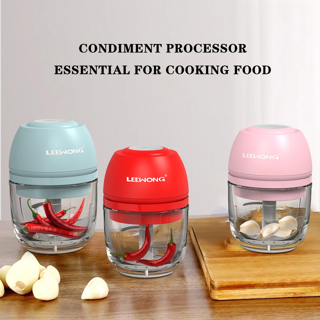 Leewong Electric Garlic Chopper Usb Mini Glass Meat Grinder Blender For