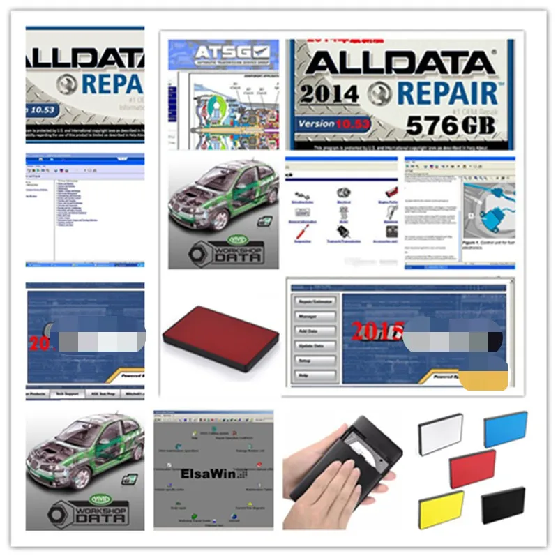 Alldata 2020 Hot sale 10.53v repair software mit//chell OD5 vivid workshop atsg ElsaWin 24 in 1tb hdd usb3.0 free shipping