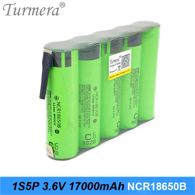 

1S5P 3.7V 4.2V 17Ah 18650 Rechargeable Lithium Battery Pack Use NCR18650B 3400mAh Battery for Power Bank and Medical Equipment